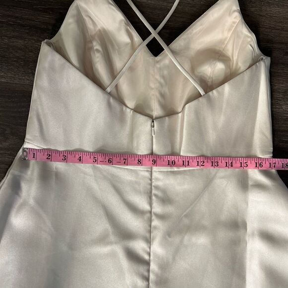 Alfred Sung V-Neck Full Skirt Satin Maxi Dress in Palomino. Size 16. NWT! - Picture 14 of 16